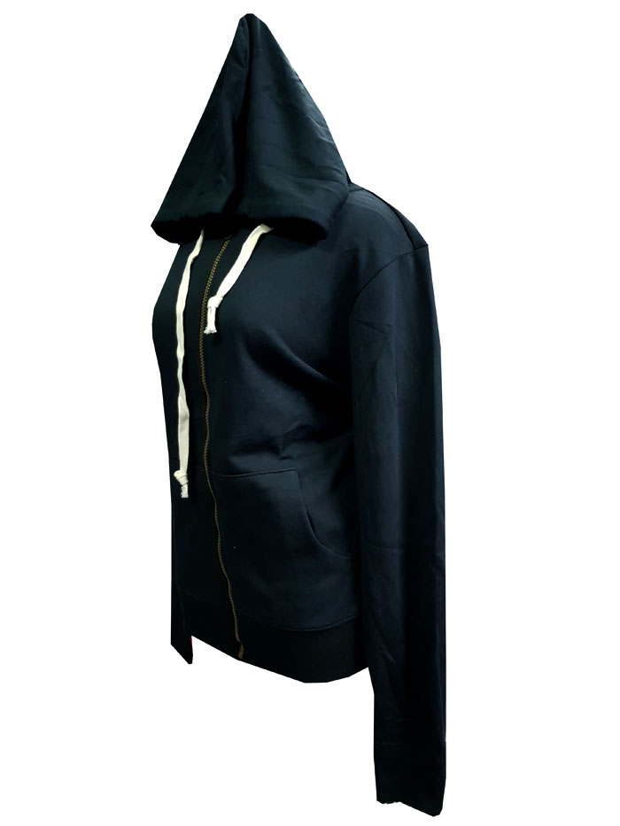 Áo khóac thun màu đen có nón và túi ở trong size M