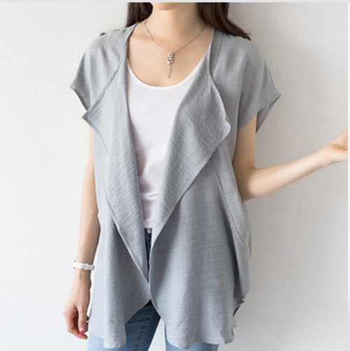 Áo khoác vải màu xám tay liền cổ bẻ size 4XL