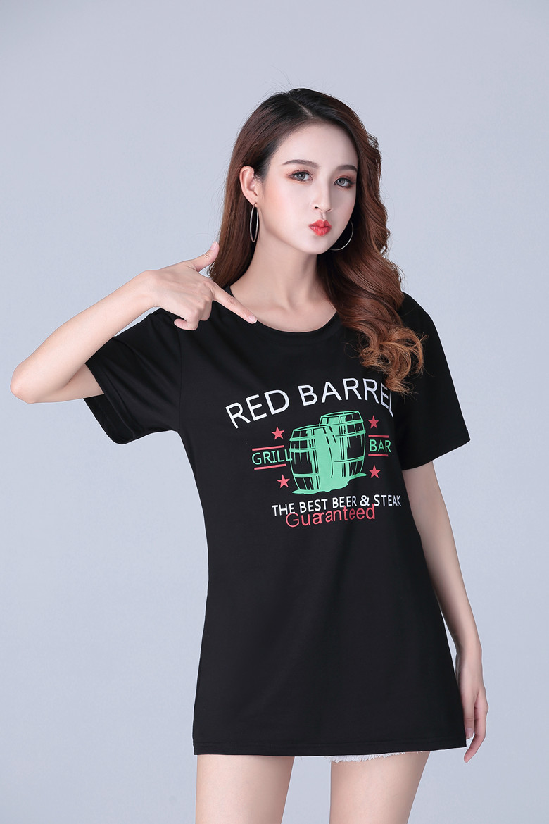 Áo thun đen in chữ RED BARREL size lớn