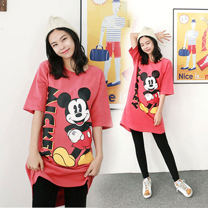 Áo thun Mickey màu hồng size lớn