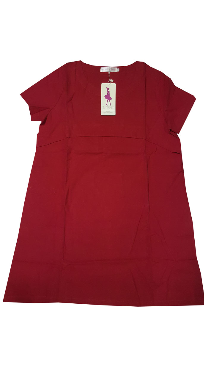Áo vải xô form dài màu đỏ trơn size 2XL