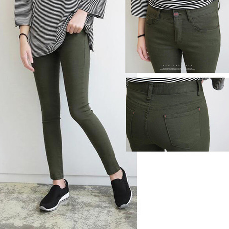 Quần jean skinny màu rêu trơn size 3XL