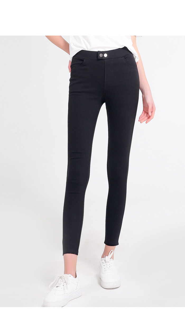 Quần kaki thun skinny màu đen lưng liền 2 nút size 6XL