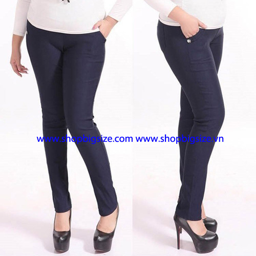 Quần kaki thun skinny xanh đen lưng liền size 3XL